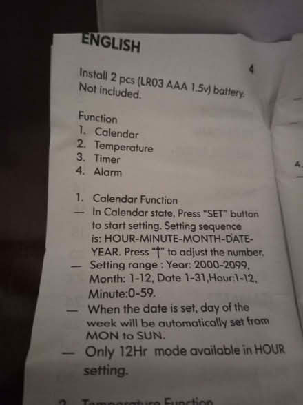 Photo of free Calendar, Temp, Timer, Alarm (Cromford DE4) #2