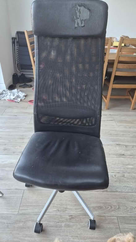 Photo of free Leather office chair with arms (Harrow.) #1