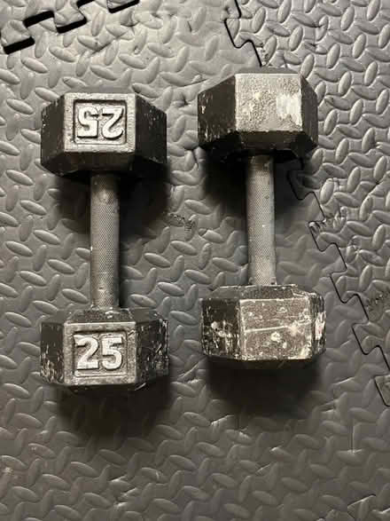 Photo of free 25 lbs hex dumbbells (Tenleytown, DC) #1