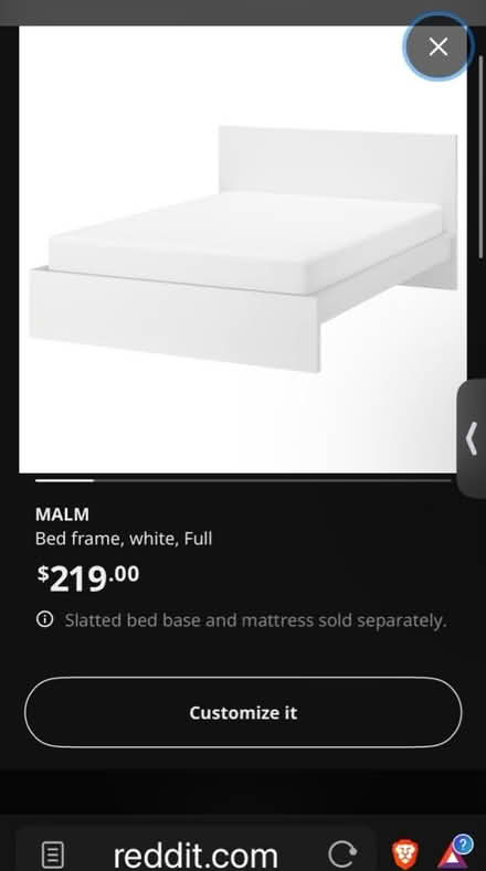 Photo of free IKEA Malm Full bed frame - white (Near Michael’s on Homestead) #1