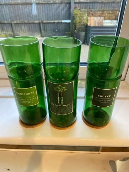 Photo of free 3 x Hydro herb wine bottle planters (Amersham Common HP7) #1