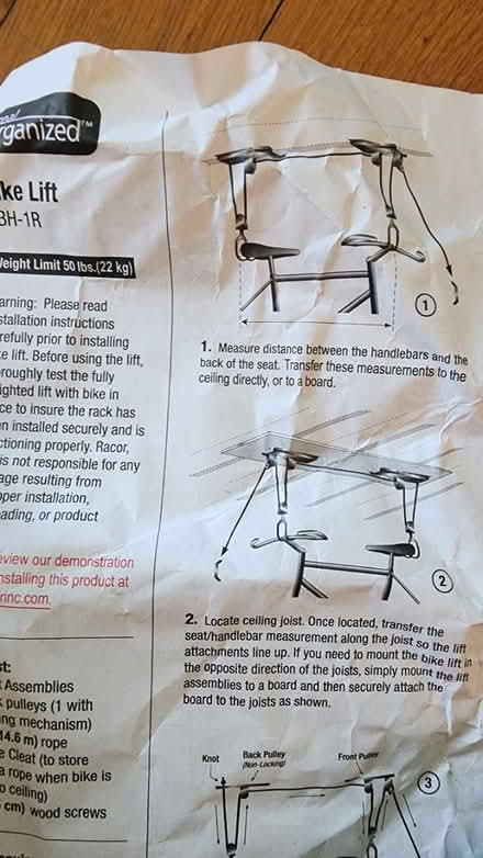 Photo of free Bike ceiling lift set (E12th ave S - 11229) #2