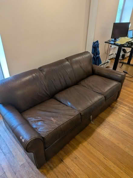 Photo of free Leather Pullout Couch (Davis Square Area) #1