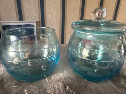 Photo of free Blue glass bowl and pot (Ashford TW15) #1