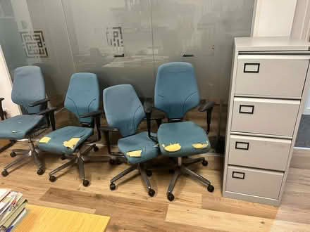 Photo of free 4 office chairs and a filing cabinet (Short Heath B23) #1