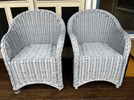 Photo of free Painted wood wicker chairs (Mill Pond Neighborhood) #1