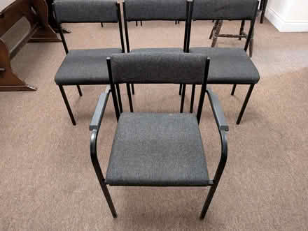 Photo of free Black steel framed chairs with padded cloth seats (Wokingham RG40) #3