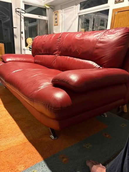 Photo of free Leather sofa red (Birchwood LN6) #1