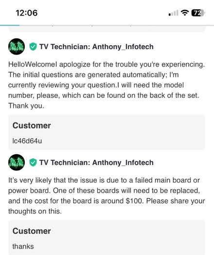 Photo of free 48" Sharp Tv (need repair) (1 mile from mall) #2