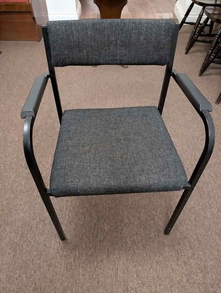 Photo of free Black steel framed chairs with padded cloth seats (Wokingham RG40) #1