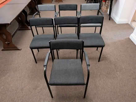 Photo of free Black steel framed chairs with padded cloth seats (Wokingham RG40) #2