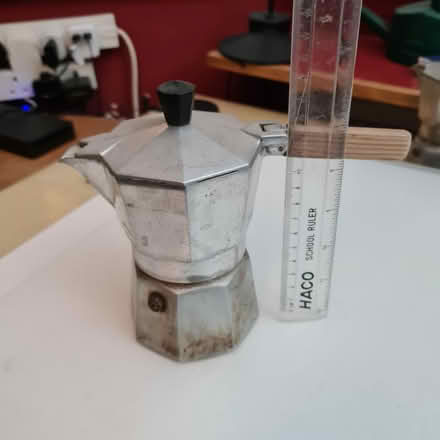 Photo of free Alum. coffee pot 2 cup wood handle (Raynes Park SW20) #1