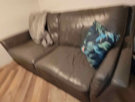 Photo of free Grey leather sofa (Woodcote RG8) #1