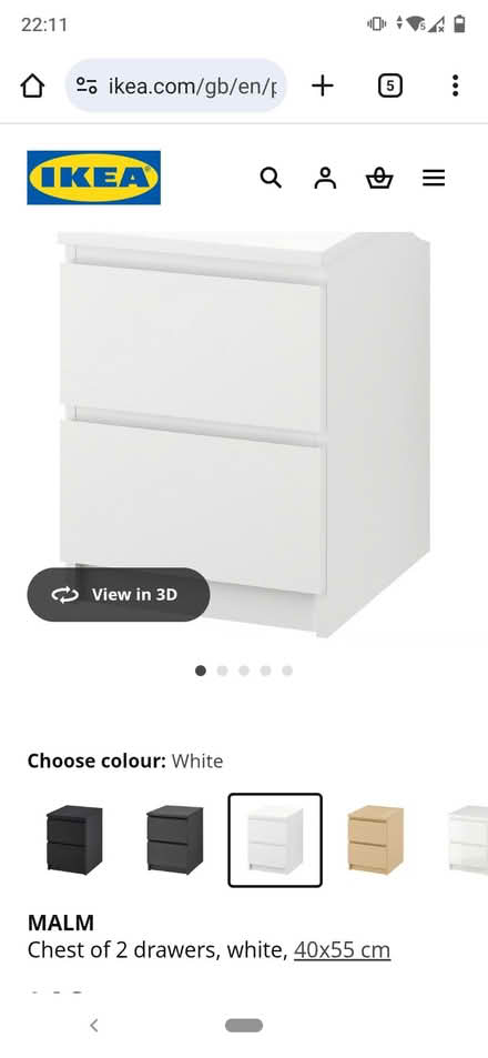 Photo of Ikea white malm 2 drawers (Lichfield WS14) #1