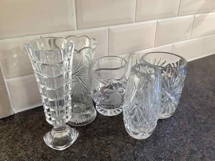 Photo of Small cut glass Vases or Jugs approx 4” to 7” (The Plantation GL5) #1