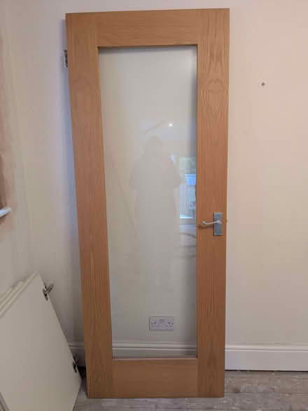 Photo of free Internal wooden door with glass panel (Bare LA4) #2