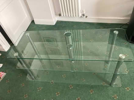 Photo of free Glass TV table with cable tidy (Twerton) #2