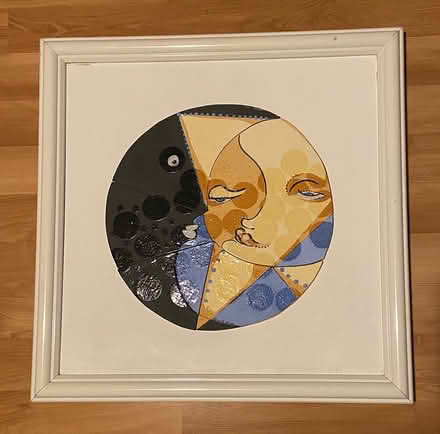 Photo of free Sun/moon ceramic mounted on frame (Gresham Station area) #1