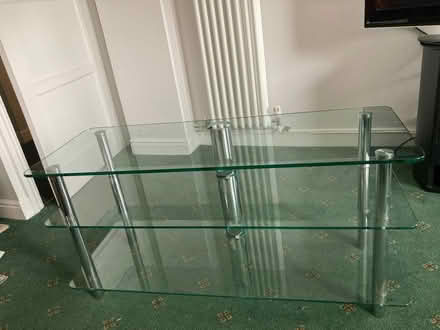 Photo of free Glass TV table with cable tidy (Twerton) #1