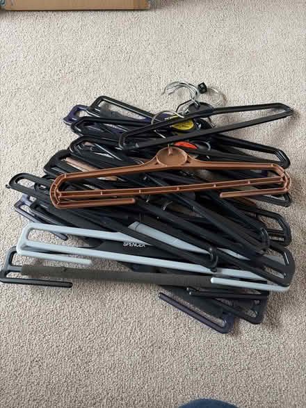 Photo of free 19 plastic trouser hangers (Chiswell Green) #1