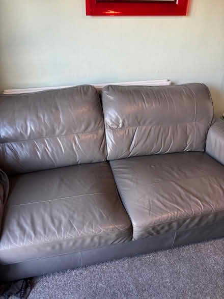 Photo of free Grey leather 3 seater sofa (Chigwell IG7) #2