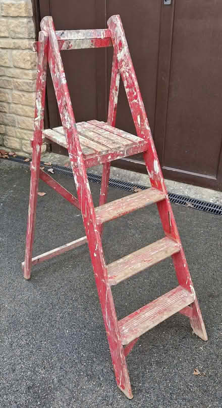 Photo of free Old Wooden Step Ladders (Chilcompton) #2