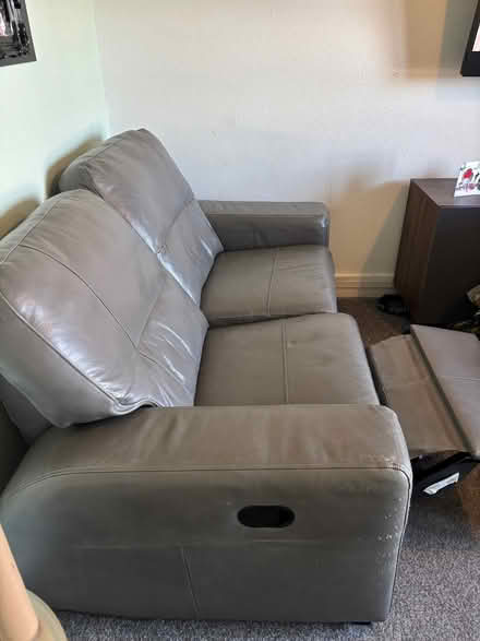 Photo of free Grey leather recliner 2 seater sofa (Chigwell IG7) #2