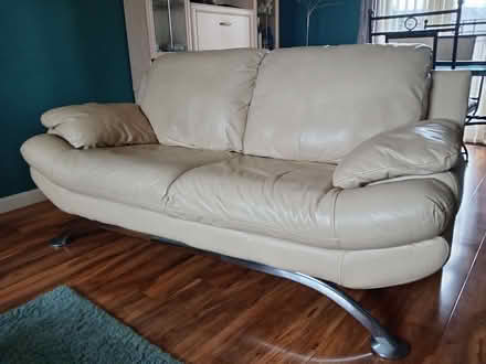 Photo of free Cream leather 2 seater sofa and a cream cabinet (New Town CO1) #2