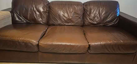 Photo of free Brown real leather sofa (Canonbury N1) #1