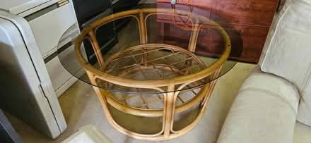 Photo of free Large rattan & glass coffee table (Ringwood VIC) #1