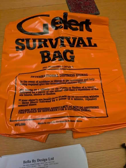 Photo of free Emergency survival bag and Whistle (BS16) #1