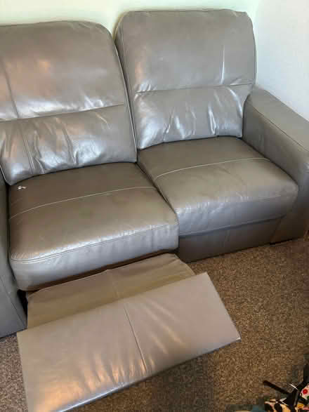 Photo of free Grey leather recliner 2 seater sofa (Chigwell IG7) #3