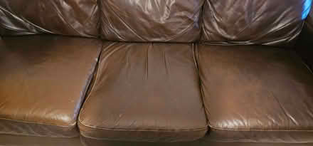Photo of free Brown real leather sofa (Canonbury N1) #2