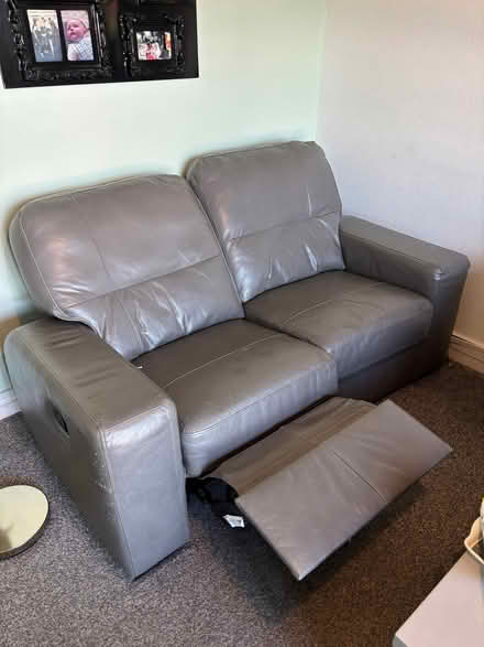 Photo of free Grey leather recliner 2 seater sofa (Chigwell IG7) #1