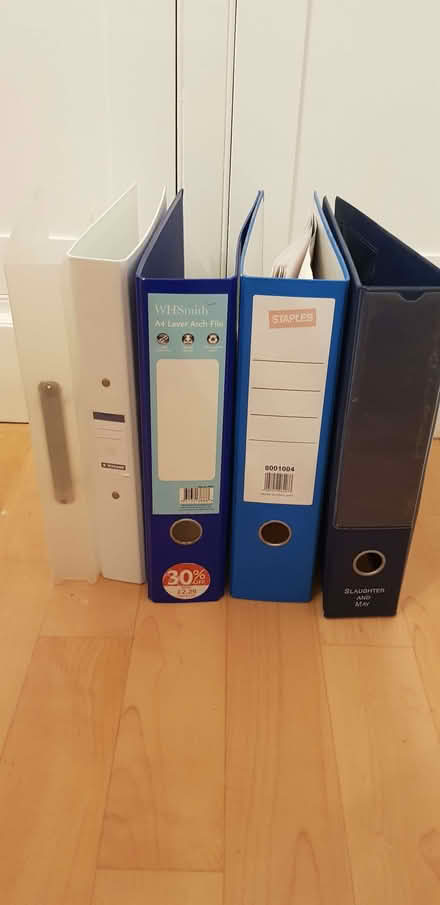 Photo of free 3 Lever arch files & 2 standard files (Church RG2) #1