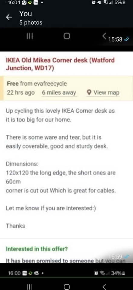 Photo of free Corner desk (Hemel-hempstead HP2) #3