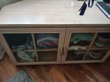 Photo of free Cream leather 2 seater sofa and a cream cabinet (New Town CO1) #1