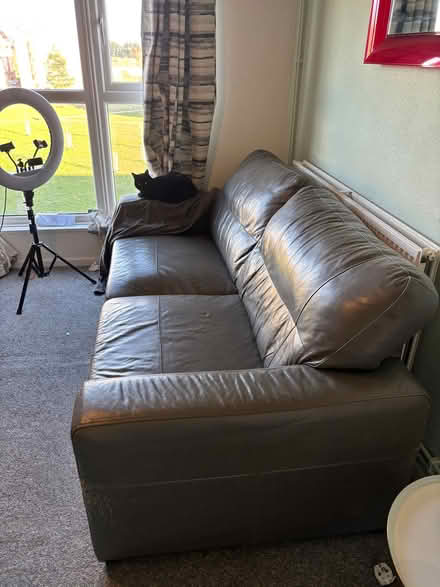 Photo of free Grey leather 3 seater sofa (Chigwell IG7) #3