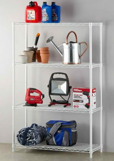 Photo of free white wire shelving unit (Robbinsville) #1