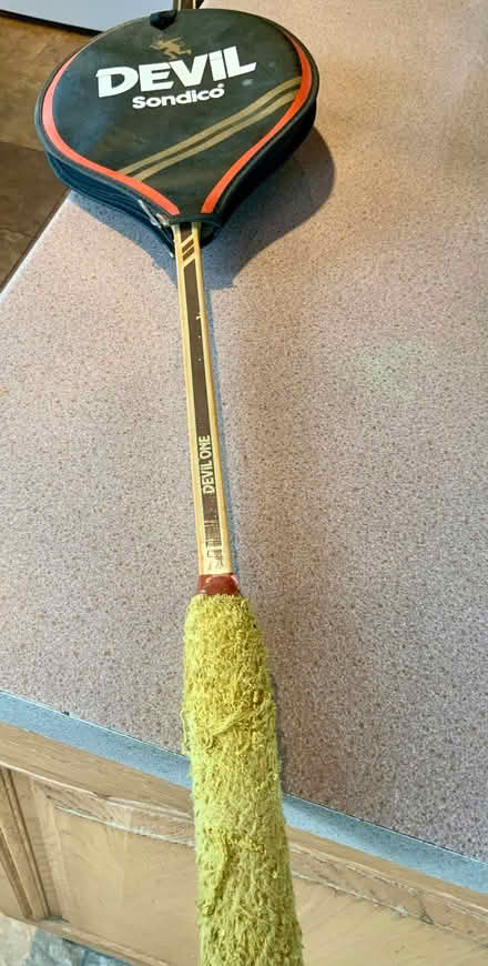 Photo of free Sondico “Devil One” Vintage Wooden Squash Racket With Case. (Kendal LA9) #3