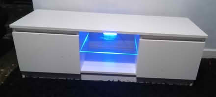 Photo of free White TV stand with blue led light (Osmondthorpe LS9) #1