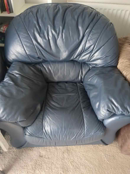 Photo of free Leather arm chair dark blue (Kennington OX1) #1