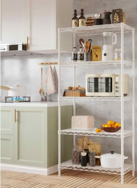 Photo of free white wire shelving unit (Robbinsville) #3