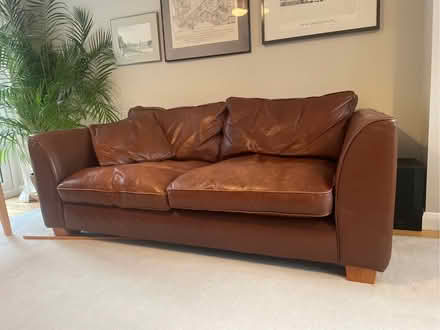 Photo of free Dark tan leather sofa (Highway SL6) #1