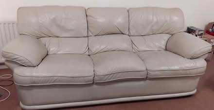 Photo of free 3 seater Cream Leather Sofa (Upton CH2) #2