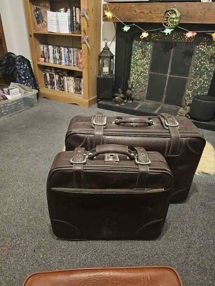 Photo of free 3 old leather suitcases great cond (Home B60) #2