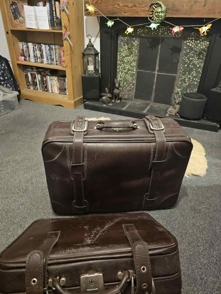 Photo of free 3 old leather suitcases great cond (Home B60) #3