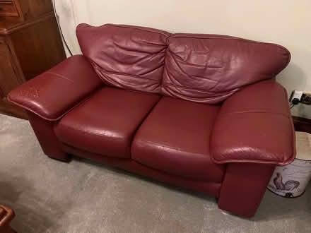 Photo of free Large 2-Seat Red Leather Sofa (CT9) #1