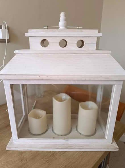 Photo of free Wooden lantern, 3 battery Candles (North Dublin Fairview/Clontarf) #1