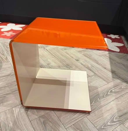 Photo of free 2 Orange Glass (Tempered) End Tables (Spinningfields M3) #1